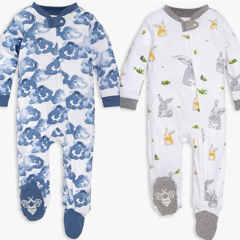 Burt’s Bees Newborn Organic Cotton Footed Sleep & Play - Set of 2